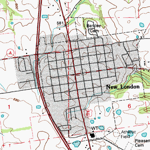 Topographic Map of New London, MO