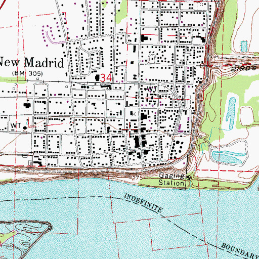 Topographic Map of New Madrid, MO