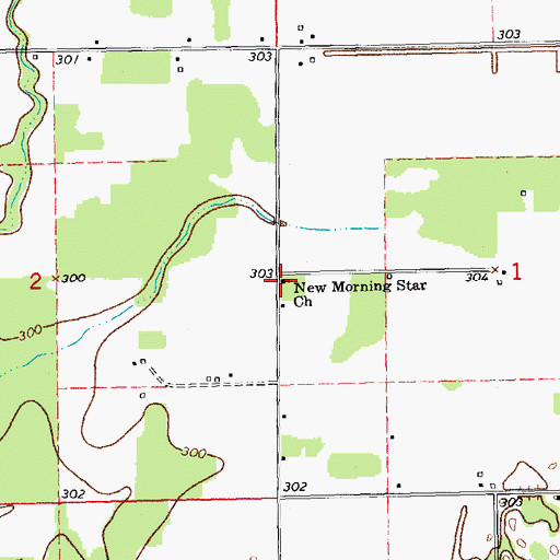 Topographic Map of New Morning Star Church, MO