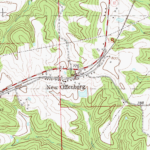 Topographic Map of New Offenburg, MO