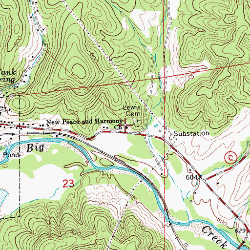 Topographic Map of New Peace and Harmony Church, MO