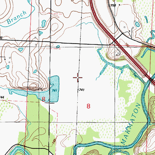 Topographic Map of New Pence Lake, MO