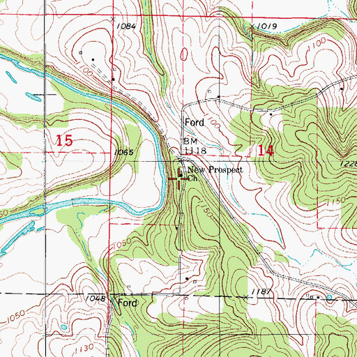 Topographic Map of New Prospect Church, MO
