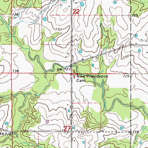 Topographic Map of New Providence Cemetery, MO