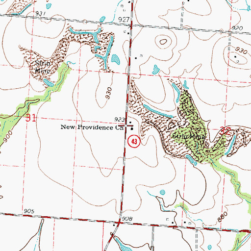 Topographic Map of New Providence Church, MO