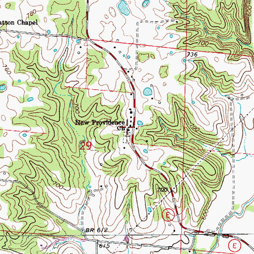 Topographic Map of New Providence Church, MO