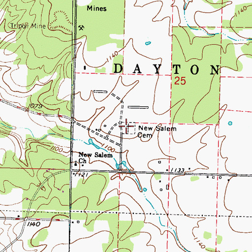 Topographic Map of New Salem Cemetery, MO