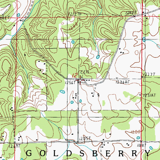 Topographic Map of New Salem Cemetery, MO