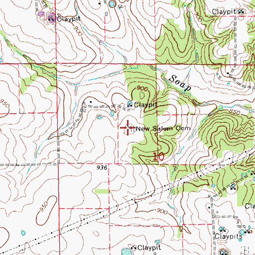 Topographic Map of New Salem Cemetery, MO