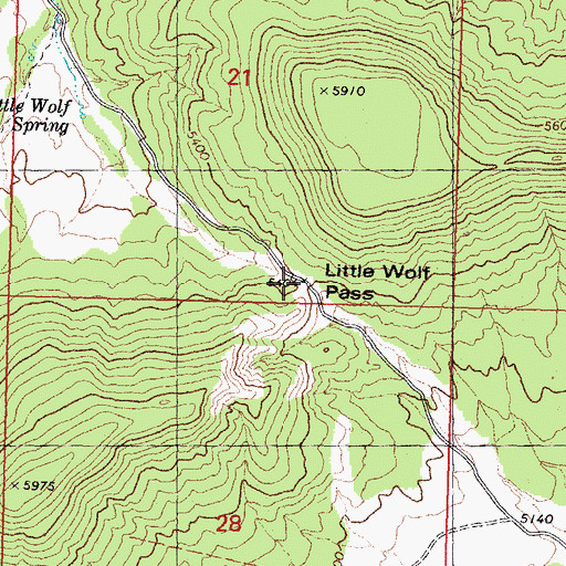 Topographic Map of Little Wolf Pass, AZ