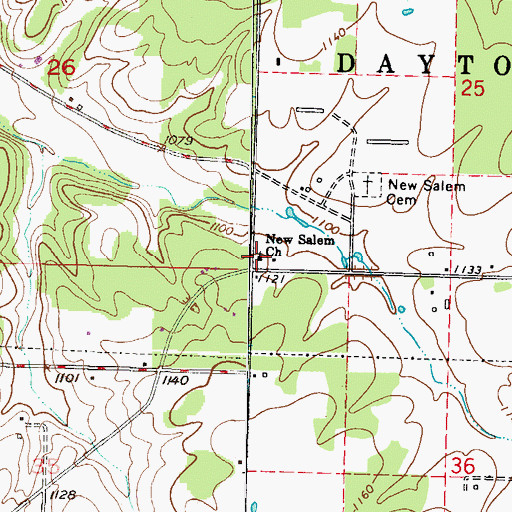 Topographic Map of New Salem Church, MO
