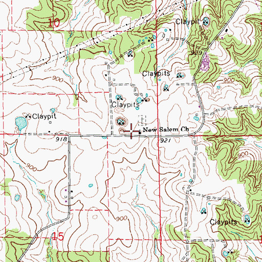 Topographic Map of New Salem Church, MO