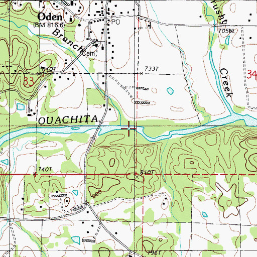 Topographic Map of Lick Branch, AR