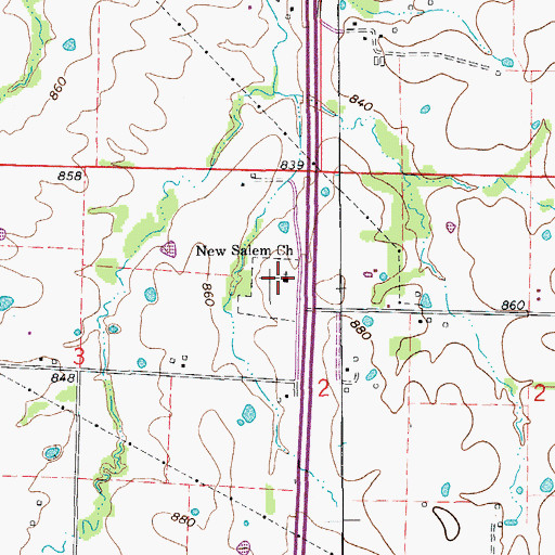 Topographic Map of New Salem Church, MO