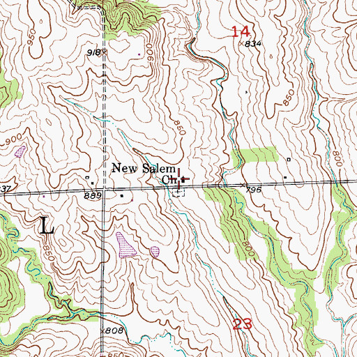 Topographic Map of New Salem Church, MO