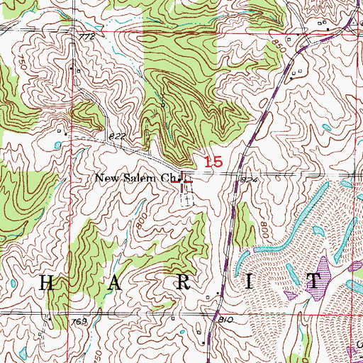 Topographic Map of New Salem Church, MO