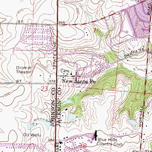 Topographic Map of New Santa Fe, MO