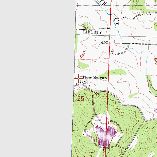 Topographic Map of New Sylvan Church, MO