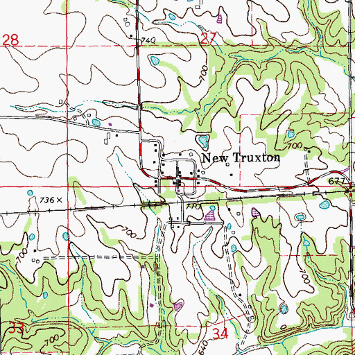 Topographic Map of New Truxton, MO