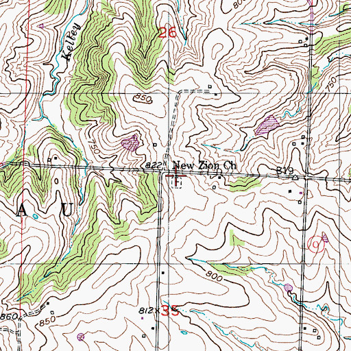 Topographic Map of New Zion Church, MO