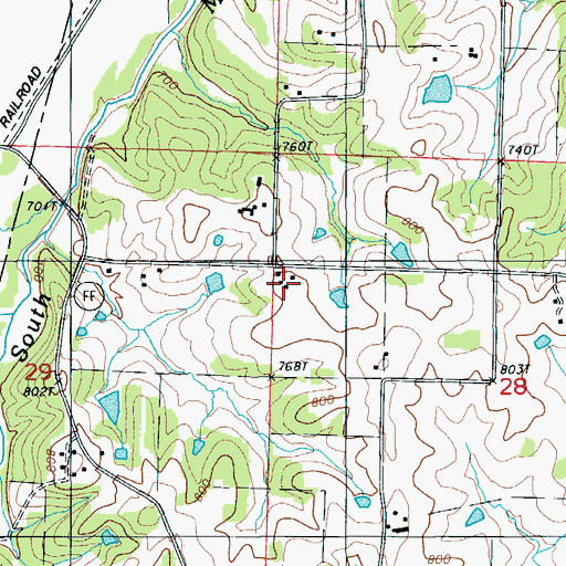 Topographic Map of New Zion School (historical), MO