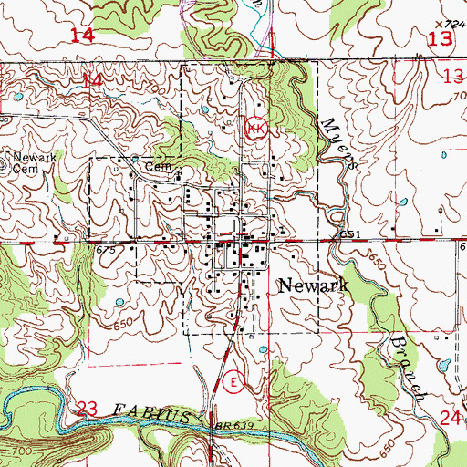 Topographic Map of Newark, MO