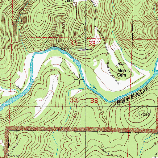 Topographic Map of Lick Creek, AR