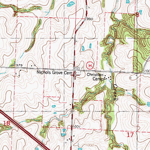 Topographic Map of Nichols Grove Church, MO