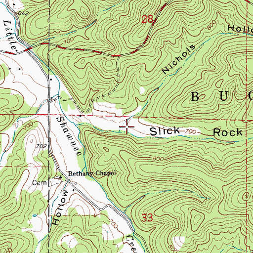 Topographic Map of Nichols Hollow, MO