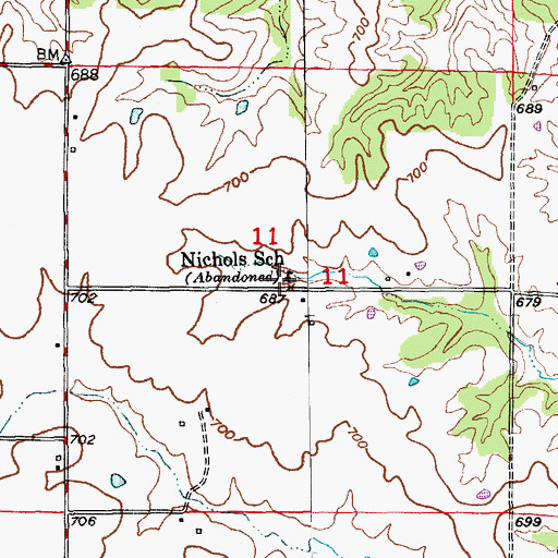 Topographic Map of Nichols School (historical), MO