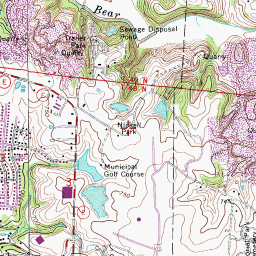 Topographic Map of Nickell Park, MO