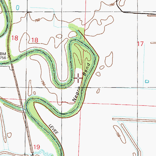 Topographic Map of Negro Bend, MO