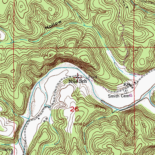 Topographic Map of Nile School, MO