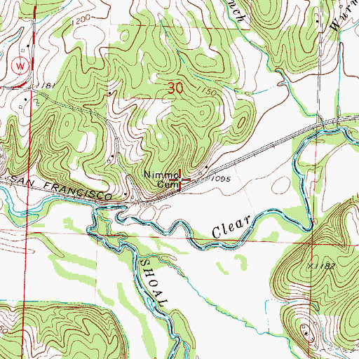 Topographic Map of Nimmo Cemetery, MO