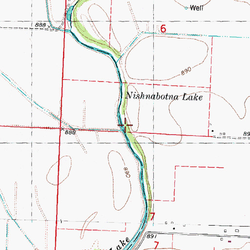 Topographic Map of Nishnabotna Lake, MO