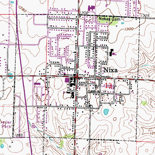 Topographic Map of Nixa, MO