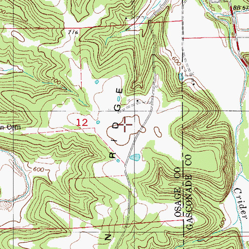 Topographic Map of Nixon Ridge, MO