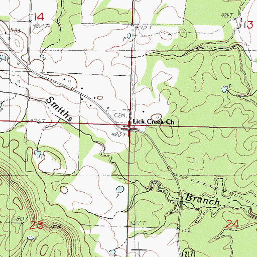 Topographic Map of Lick Creek School, AR