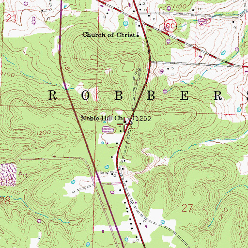 Topographic Map of Noble Hill Church, MO
