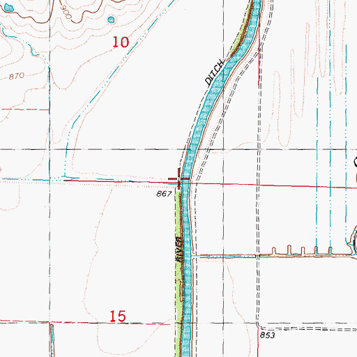 Topographic Map of Nodaway River Ditch, MO