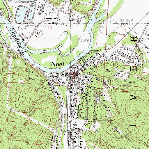 Topographic Map of Noel, MO