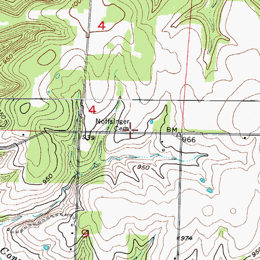 Topographic Map of Noffsinger Cemetery, MO