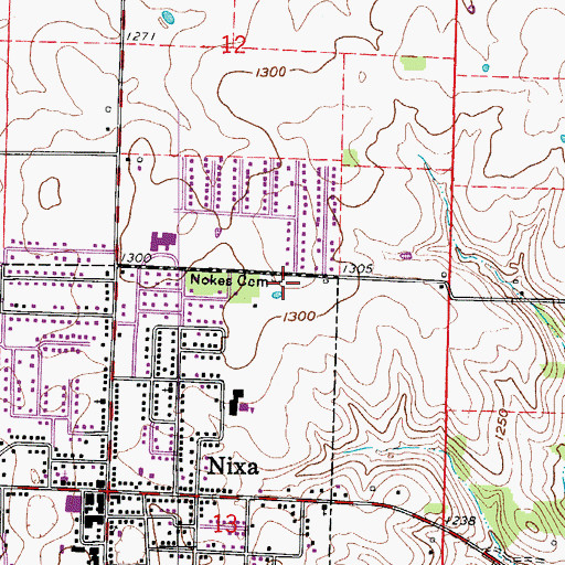 Topographic Map of Nokes Cemetery, MO
