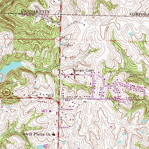 Topographic Map of Nolan Cemetery, MO