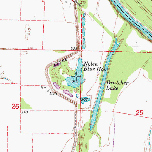 Topographic Map of Nolen Blue Hole, MO