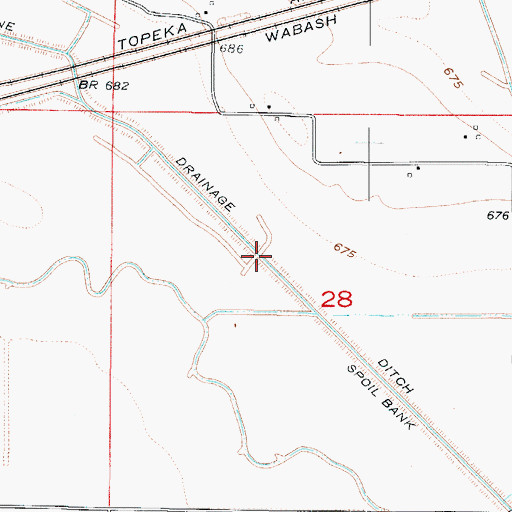 Topographic Map of Norborne Drainage Ditch, MO
