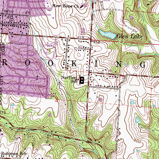 Topographic Map of Norfleet Elementary School, MO