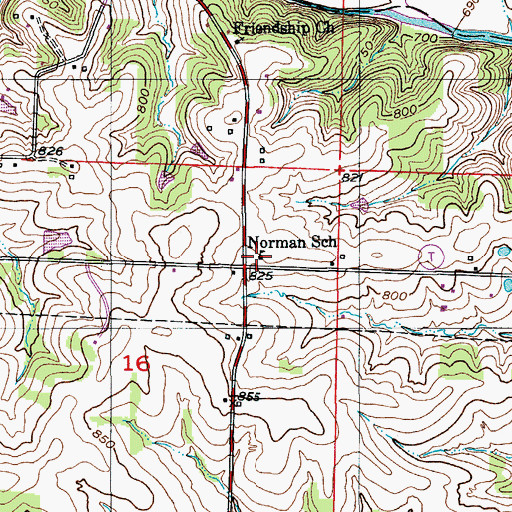 Topographic Map of Norman School (historical), MO