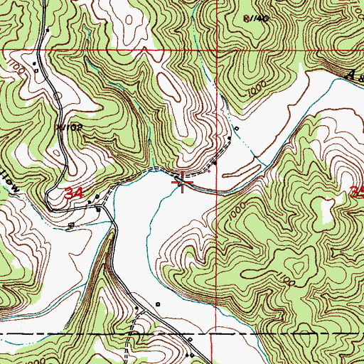 Topographic Map of North Ashley Creek, MO