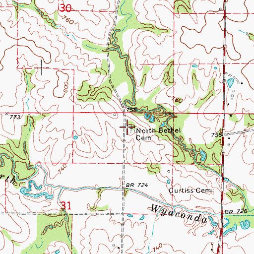 Topographic Map of North Bethel Cemetery, MO
